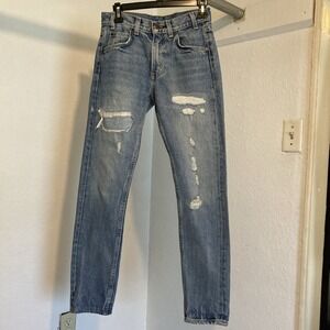 Levis 505C Orange Tag Slim Fit Women's 24 Jeans Distressed Light Wash Denim